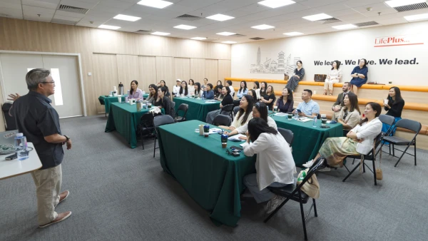 Counseling staff in front of parents during a parent workshop at Wuhan Yangtze International School.